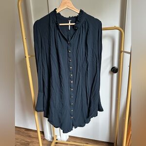 Free People Elegant Navy Button-Up Women's Tunic